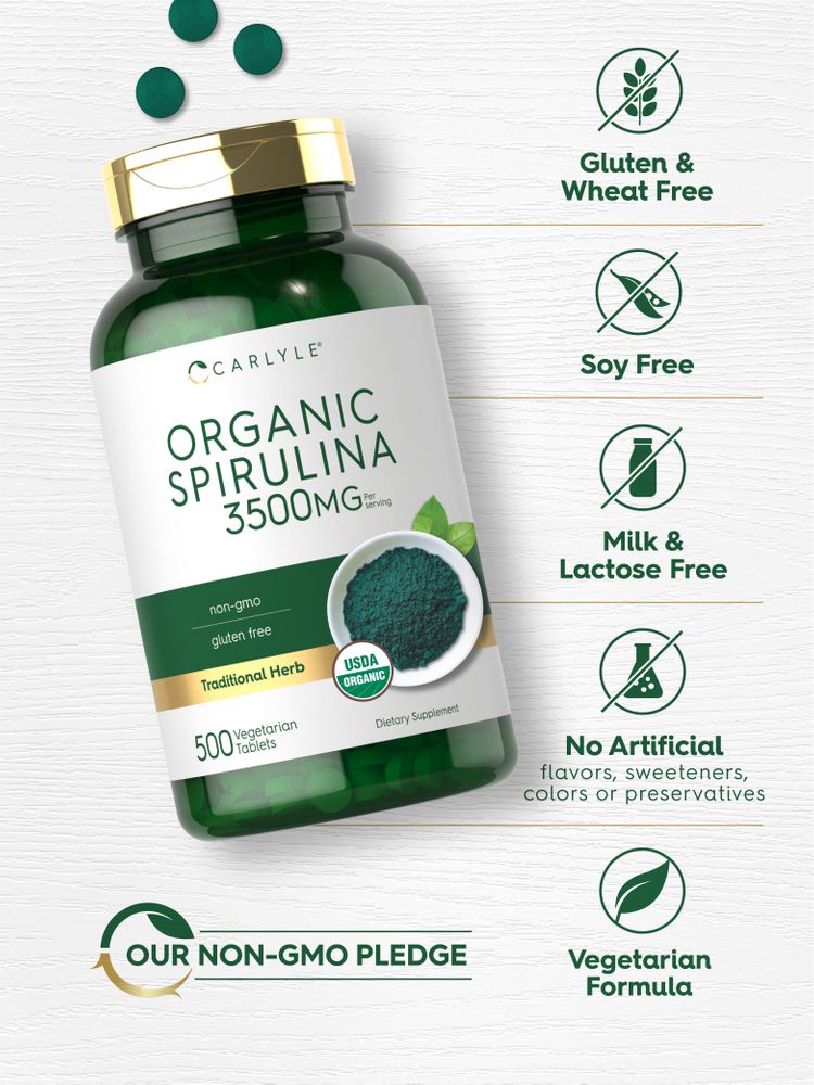 Organic Spirulina 3500mg per serving | 500 Tablets