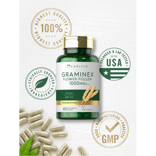 View 5 Extrato de Pólen de Flor Graminex 1000 mg por porção | 60 Cápsulas