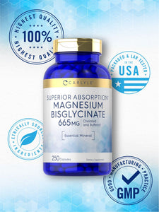 Magnesium Bisglycinate 665mg | 250 Capsules