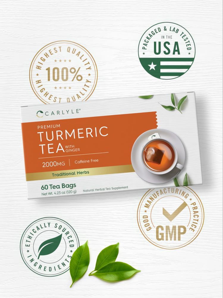 Bolsas de Té de Cúrcuma con Jengibre | 60 Bolsas de Té