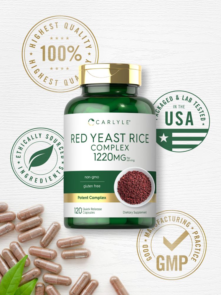 Red Yeast Rice with Policosanol 1220mg per serving | 120 Capsules