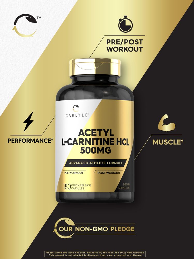 Acetil L-Carnitina HCL 500mg por porción | 180 Cápsulas