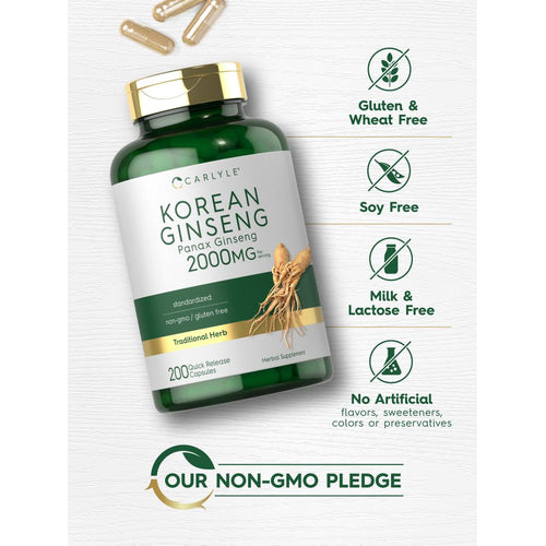 View 5 Extracto de Ginseng Coreano 2000 mg por porción | 200 Cápsulas