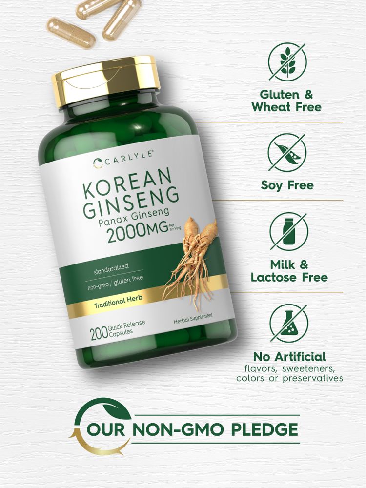 Estratto di Ginseng Coreano 2000mg per dose | 200 Capsule