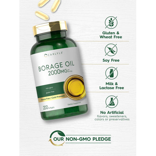 View 5 Cápsulas de Óleo de Borragem 2000mg por porção | 200 Cápsulas Gelatinosas