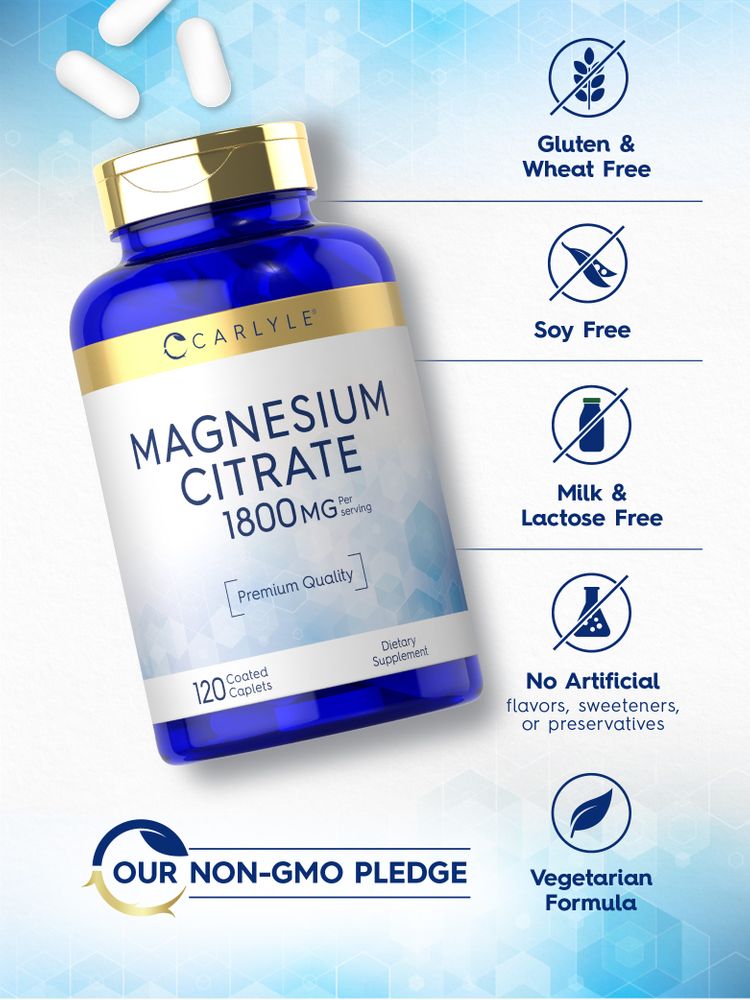 Magnesium Citrate 1,800mg per serving | 120 Caplets