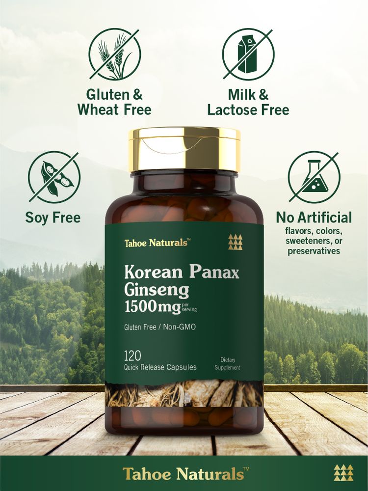 Panax Ginseng Coreano 1500mg por porção | 120 Cápsulas