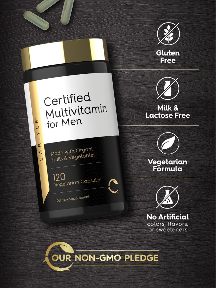 Men's Organic Multi bottle: Gluten Free, Milk & Lactose Free, Vegetarian Formula, No Artificial colors/flavors/sweeteners, Non-GMO