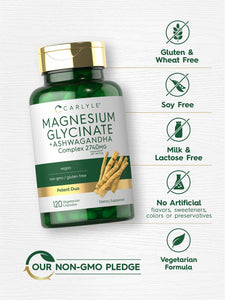 Magnesium Glycinate with Ashwagandha 2,740mg Complex | 120 Capsules