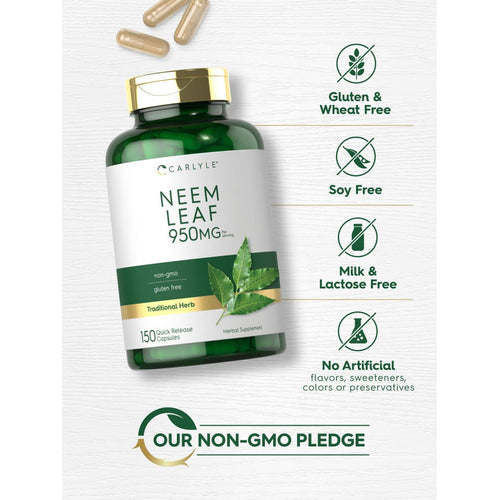 View 5 Folha de Neem 950mg por porção | 150 Cápsulas