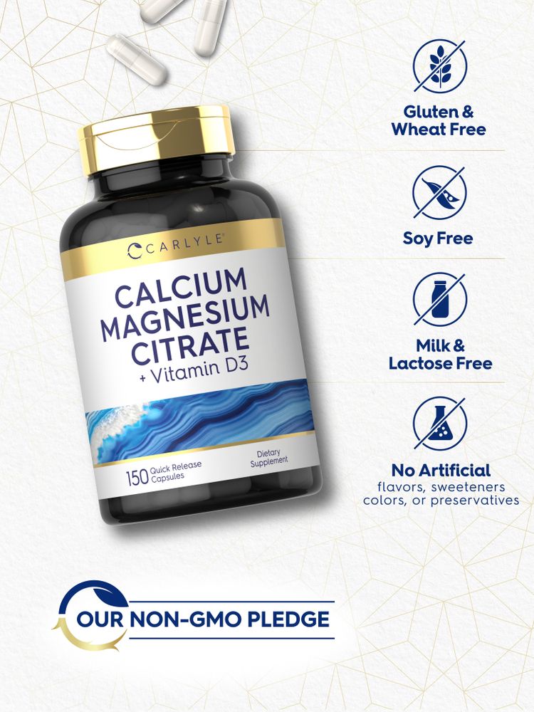 Citrate de Calcium Magnésium avec Vitamine D-3 | 150 Gélules