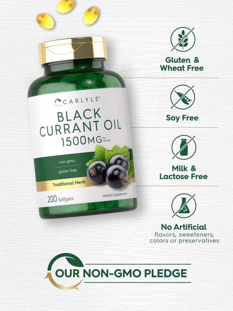 Black Currant Oil 1500mg per serving | 200 Softgels