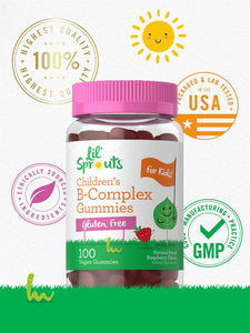 Kids B Complex Gummies | Peach Raspberry Flavor | 100 Count