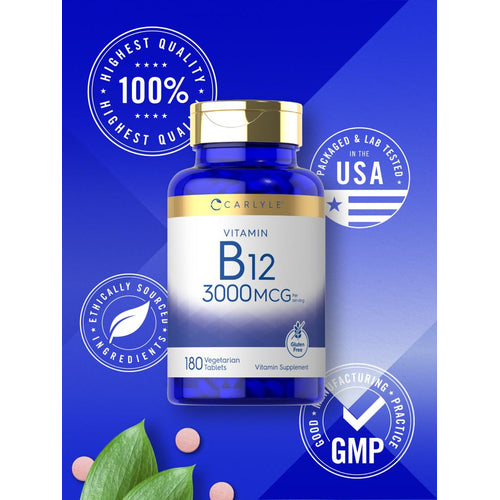 View 5 Vitamina B-12 3000 mcg por porción | 180 Tabletas
