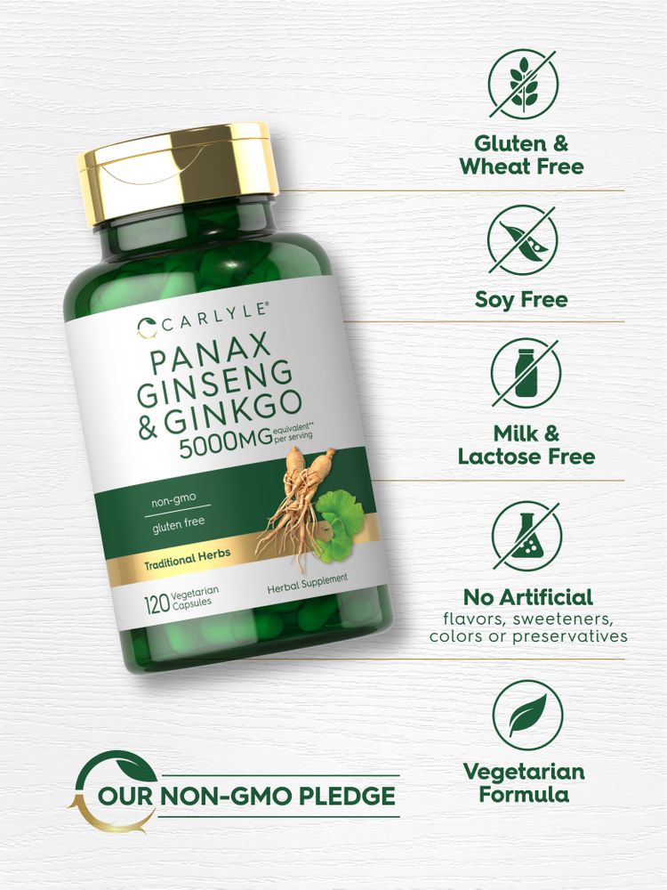 Panax Ginseng & Ginkgo Biloba 5000mg per porzione | 120 Capsule