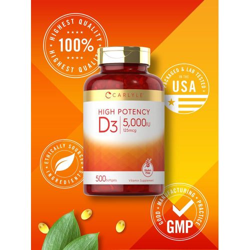 View 5 Vitamin D-3 5000IU | 500 Softgels