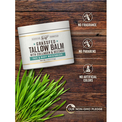 View 5 Jar of Tallow Balm: No Fragrance, No Parabens, No Artificial Colors, and Our Non-GMO Pledge.