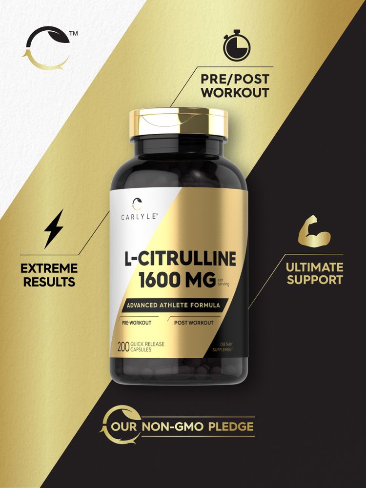 L-Citrulline 1600mg | 200 Capsulesula Non-GMO, Gluten Free Supplement
