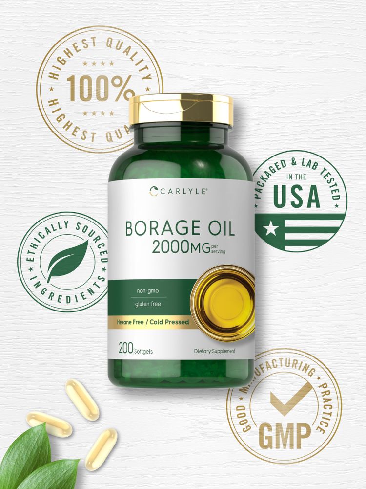 Borage Oil Capsules 2000mg per serving | 200 Softgels