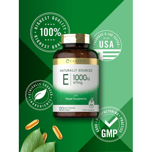 View 6 Vitamina E más Tocopheroles Mixtos 1000 UI | 120 Cápsulas Blandas