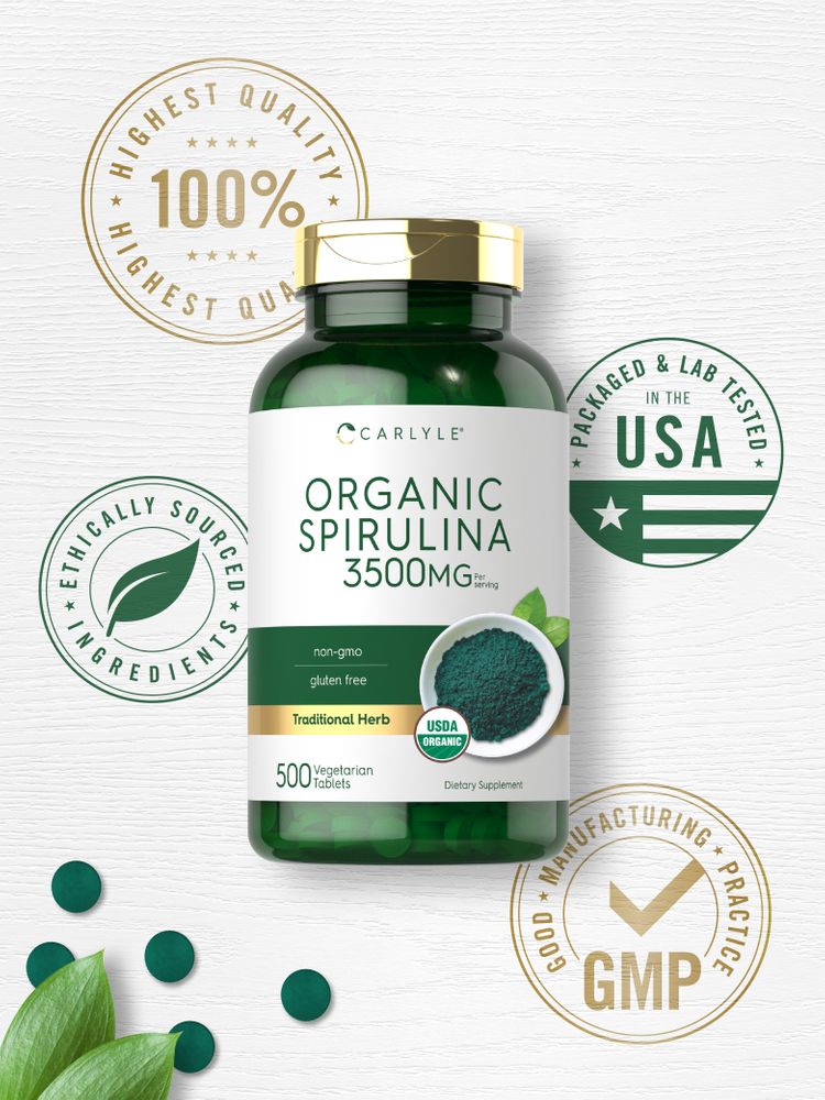 Organic Spirulina 3500mg per serving | 500 Tablets