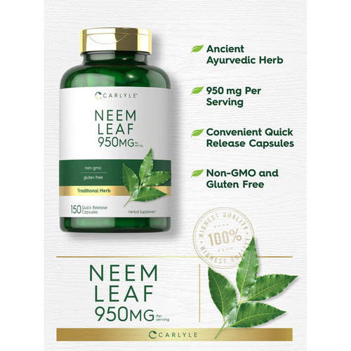 View 6 Folha de Neem 950mg por porção | 150 Cápsulas