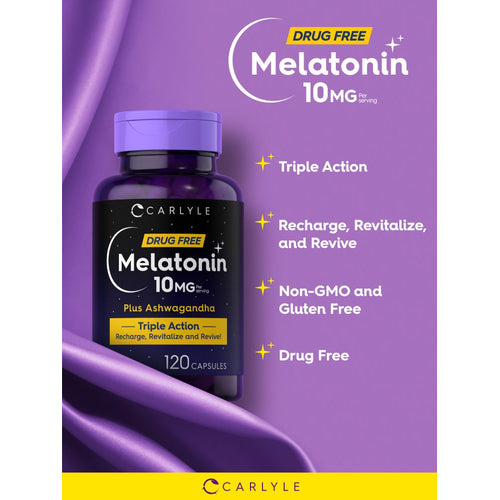 View 6 Melatonin 10mg pro Portion mit Ashwagandha | 120 Kapseln