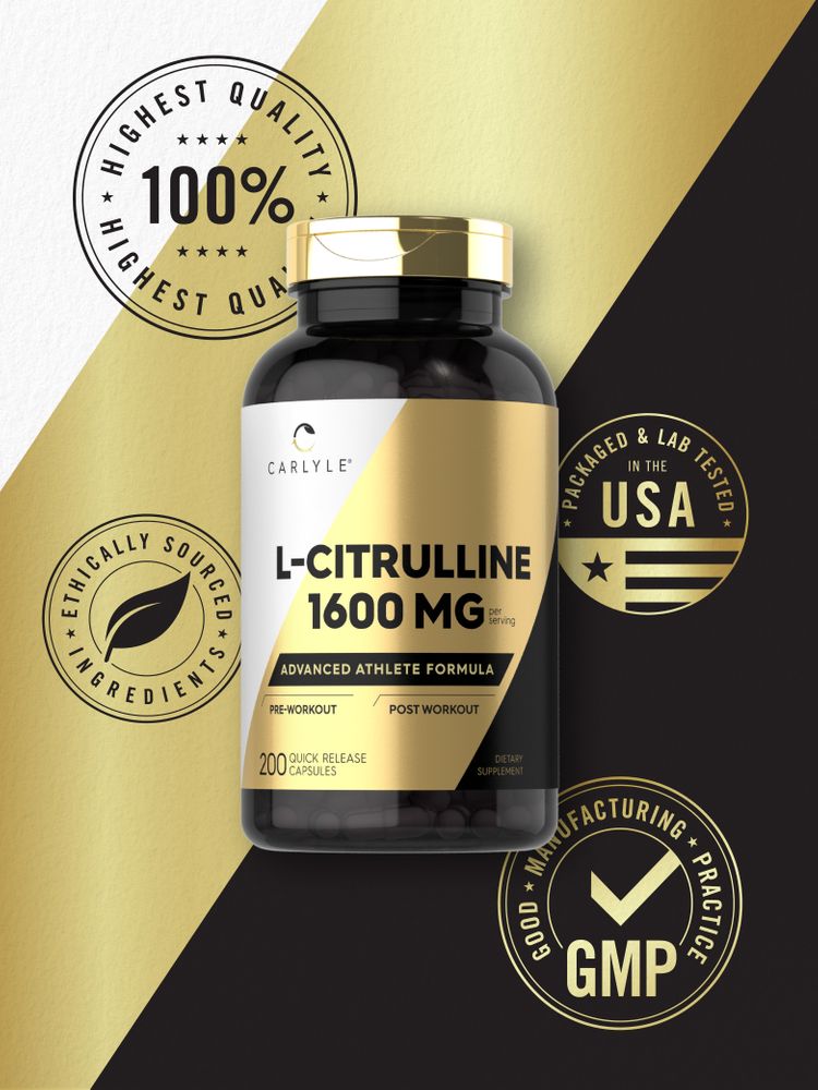 L-Citrulline 1600mg | 200 Capsulesula Non-GMO, Gluten Free Supplement