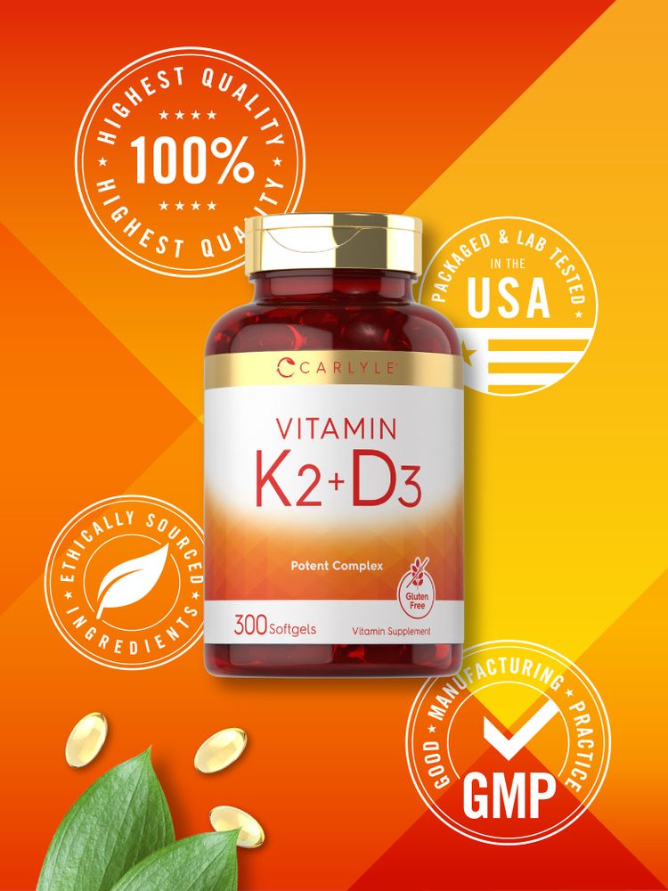 Vitamina K-2 con D-3 | 300 Cápsulas Blandas