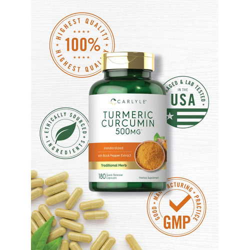 View 6 Turmeric Curcumin with Bioperine | 180 Capsules