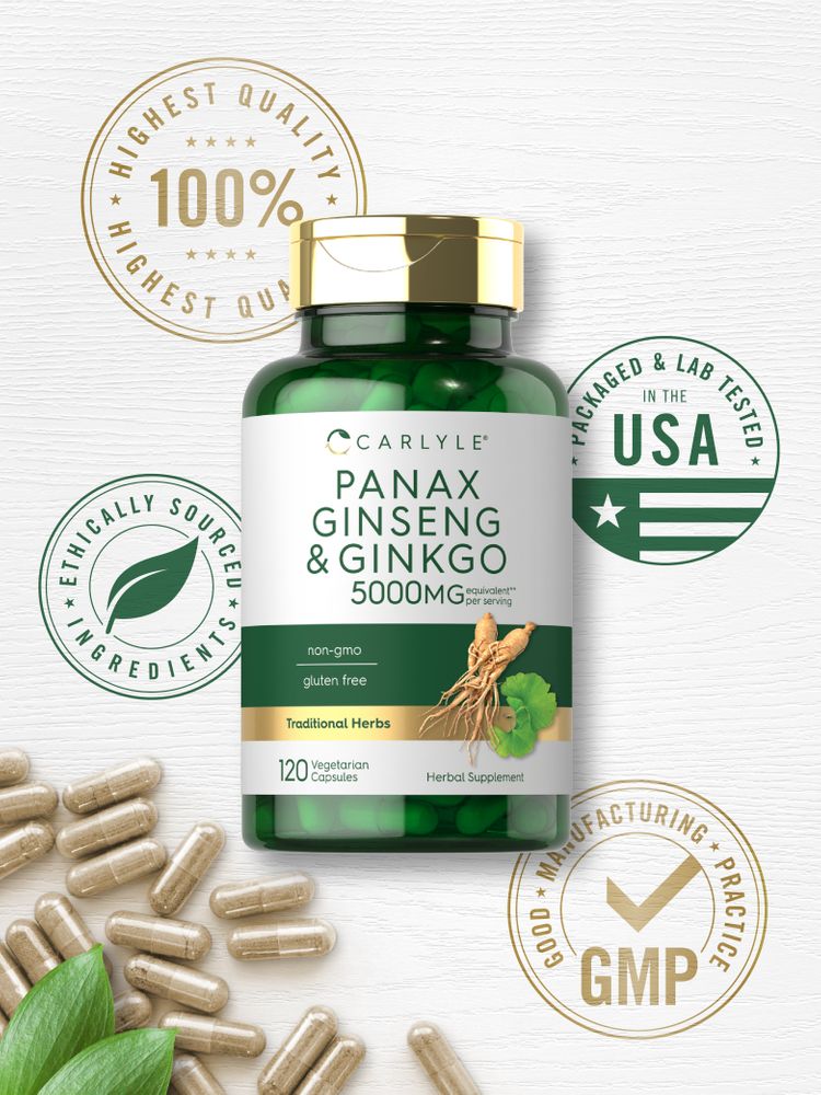 Panax Ginseng y Ginkgo Biloba 5000mg por porción | 120 Cápsulas