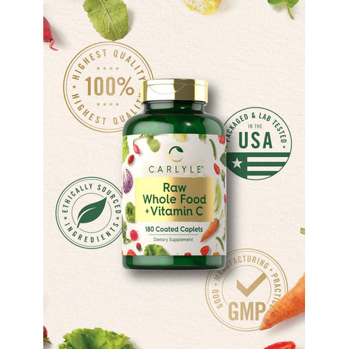 View 6 Raw Whole Foods with Vitamin C | 180 Caplets