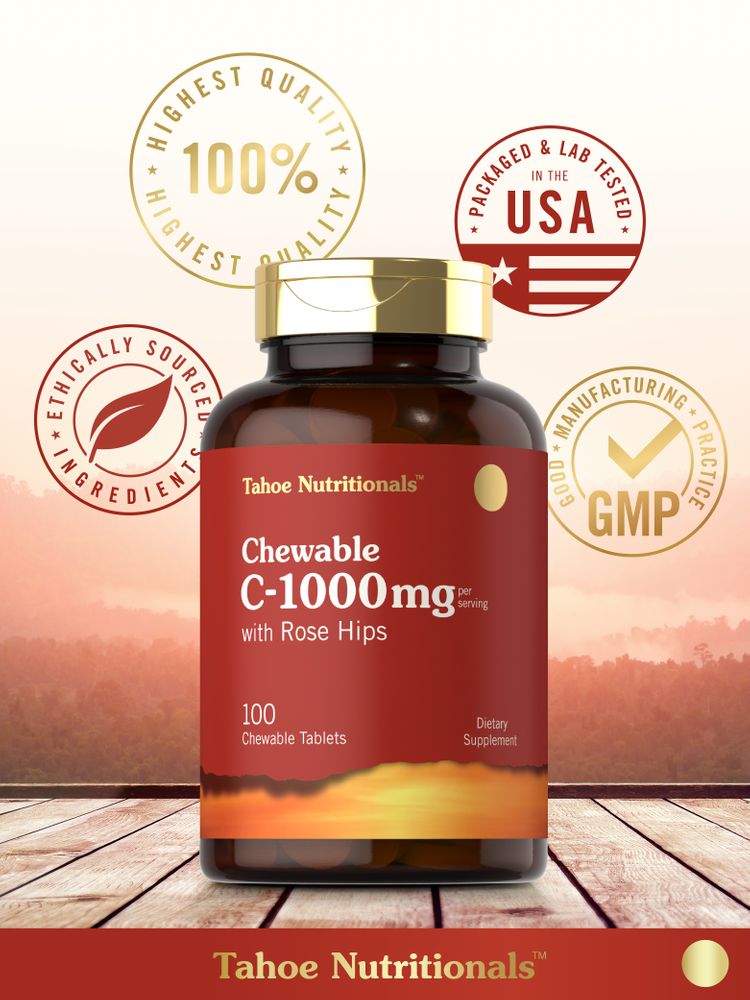 Vitamine C 1000mg par portion | 100 Comprimés à Croquer