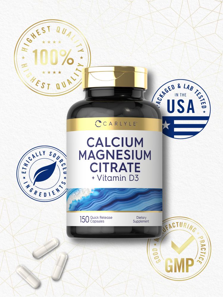 Citrate de Calcium Magnésium avec Vitamine D-3 | 150 Gélules