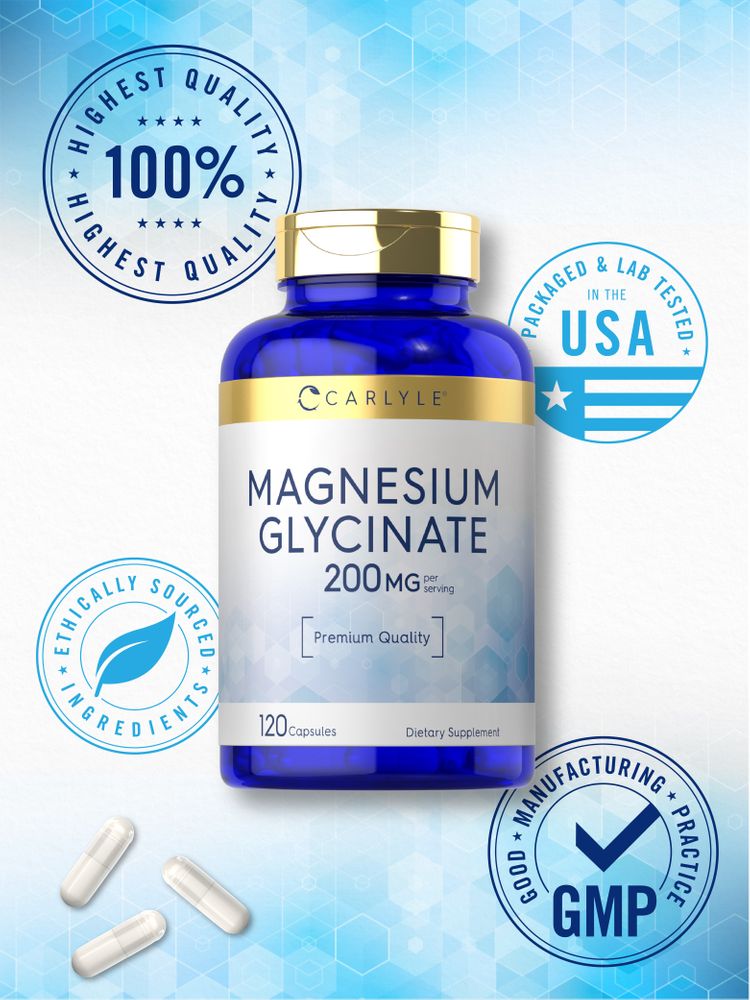 Magnesio Glicinato 200mg per porzione | 120 Capsule