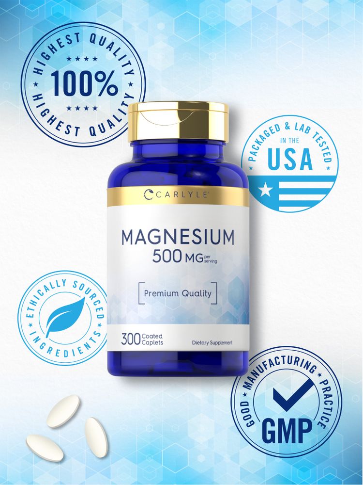 Magnesium 500mg per serving | 300 Caplets