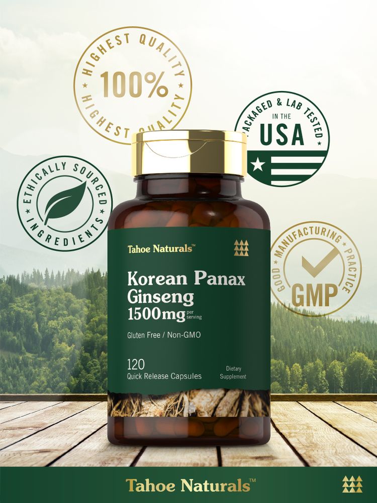 Korean Panax Ginseng 1500mg per serving | 120 Capsules