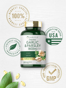 Odorless Garlic & Parsley 1800mg | 200 Softgels