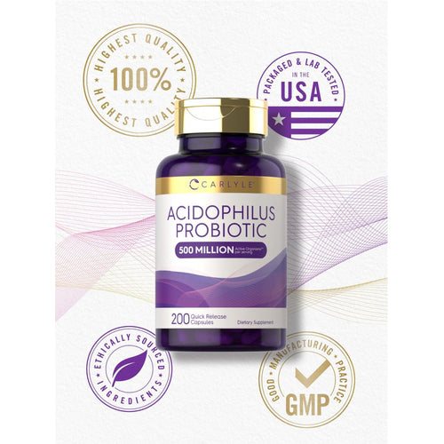 View 6 Probiótico Acidophilus 500 Millones de UFC | 200 Cápsulas
