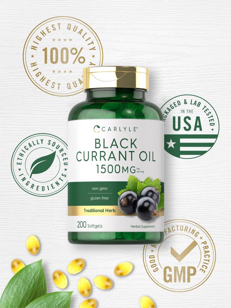 Black Currant Oil 1500mg per serving | 200 Softgels