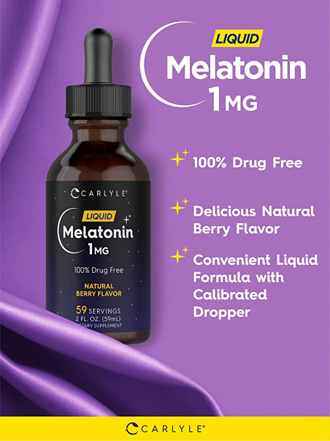 Liquid Melatonin Sleep Aid Drops for Kids and Adults (59 servings)