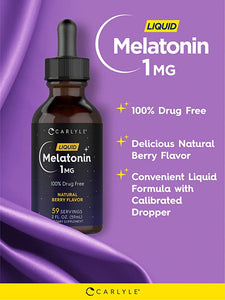Melatonin Liquid 1mg | Natural Berry Flavor | 4oz