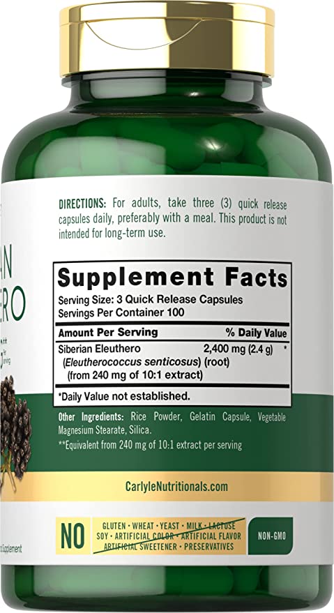 Siberian Eleuthero 2400mg per serving | 300 Capsules