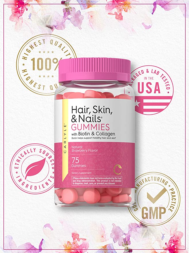 Power Gummies Hair & Nail Vitamins with Biotin & A to E Vitamins | 60  Gummies Pack for Men, Women | Reduces Hair Fall & Strengthens Nails Growth  | Super tasty |