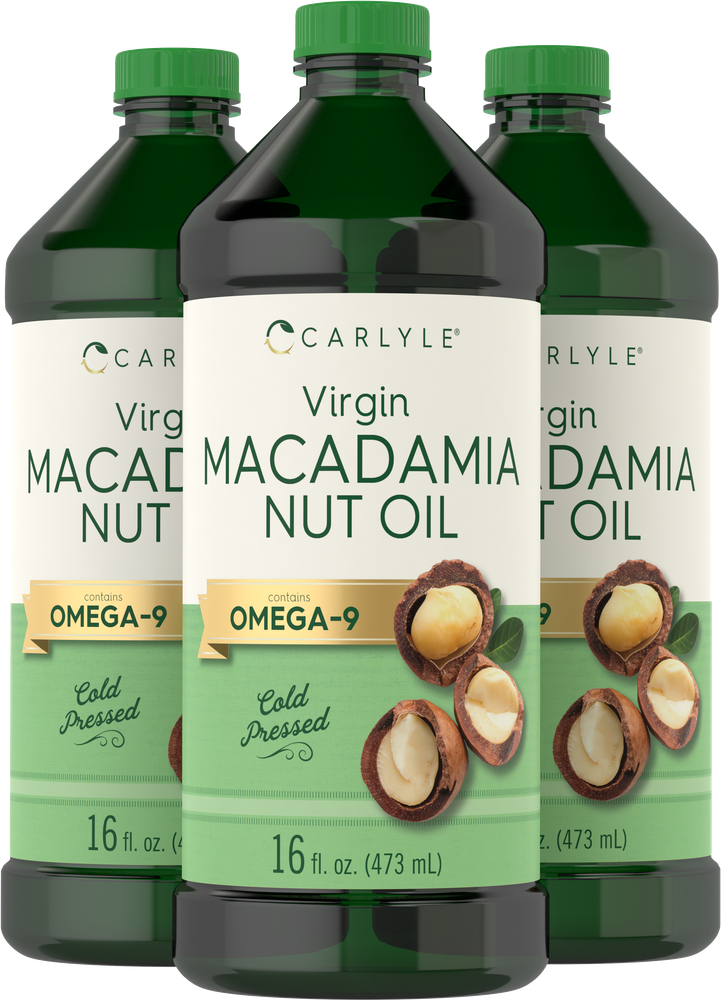 Macadamia Nut Oil Premium Cold Pressed | 3 Pack | 16 Fl Oz Bottles