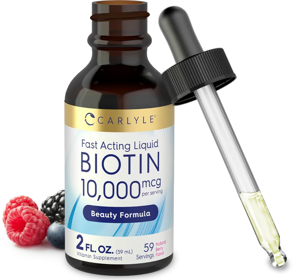 Biotin 10,000mcg Liquid Gel Drops | Natural Berry Flavor | 2oz