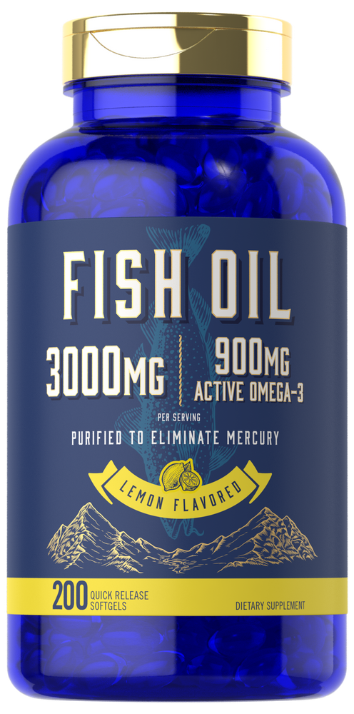 Fischöl 3000mg mit Omega-3 900mg pro Portion | 200 Weichkapseln