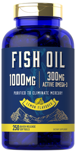 Load image into Gallery viewer, Fish Oil 1000mg | 300mg Omega 3 | 250 Softgels | Lemon Flavor
