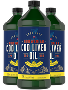 Three bottles of Norwegian Cod Liver Oil, Lemon Flavored, 16 fl. oz. each, with EPA and DHA.