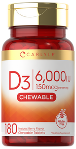 Load image into Gallery viewer, Chewable Vitamin D3 6000 IU | Natural Berry Flavor | 180 Tablets
